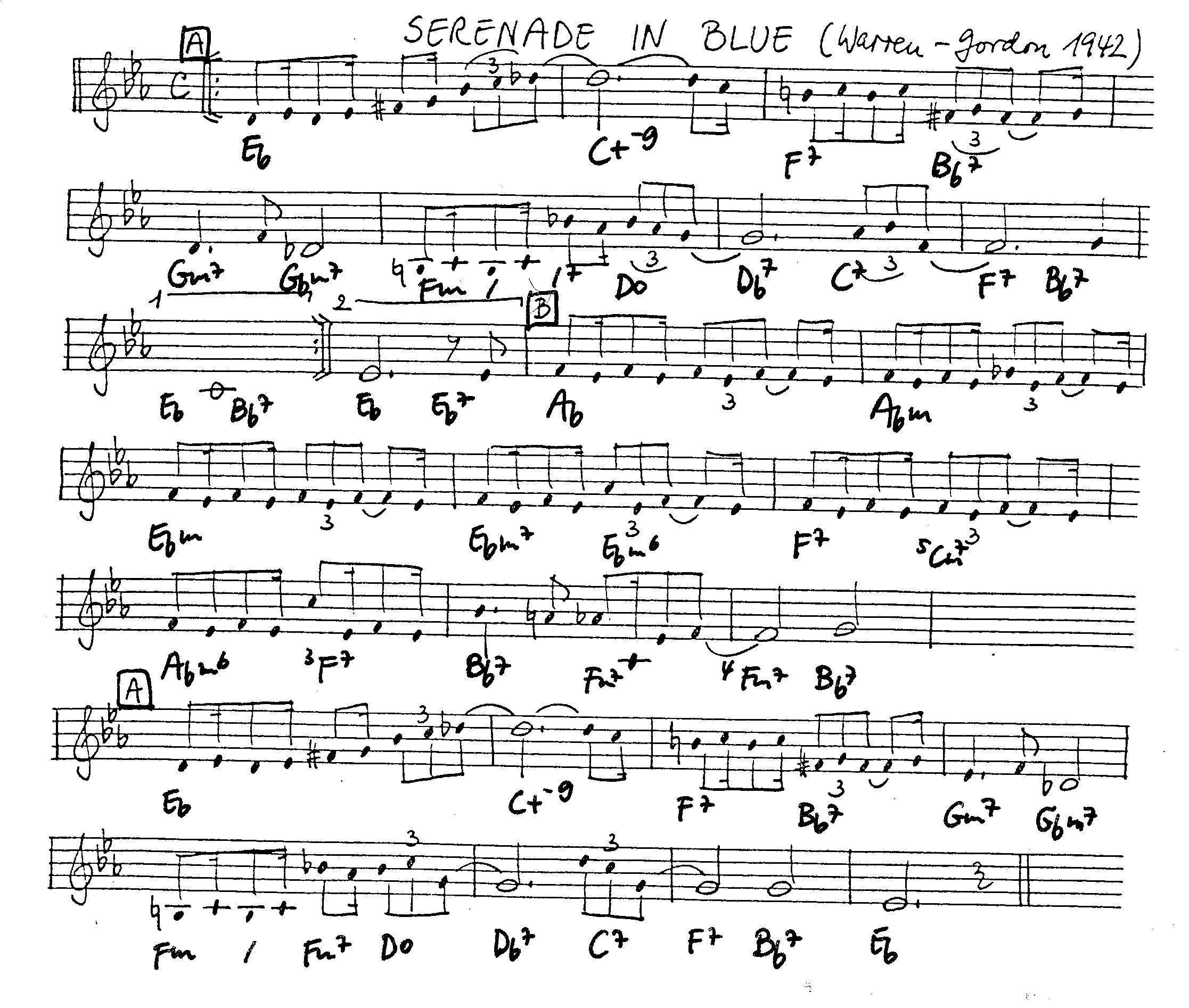 serenade in blue leadsheet – book us for your next 20s or gatsby event